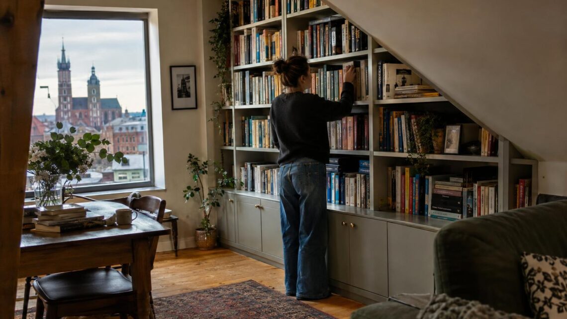 Domowa biblioteka w krakowskim mieszkaniu: jak zaplanować regały na wymiar we wnękach i pod skosami?